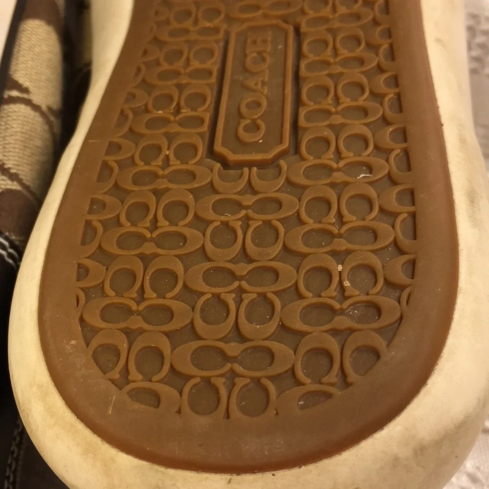 Coach monogrammed canvas/leather lace up shoes